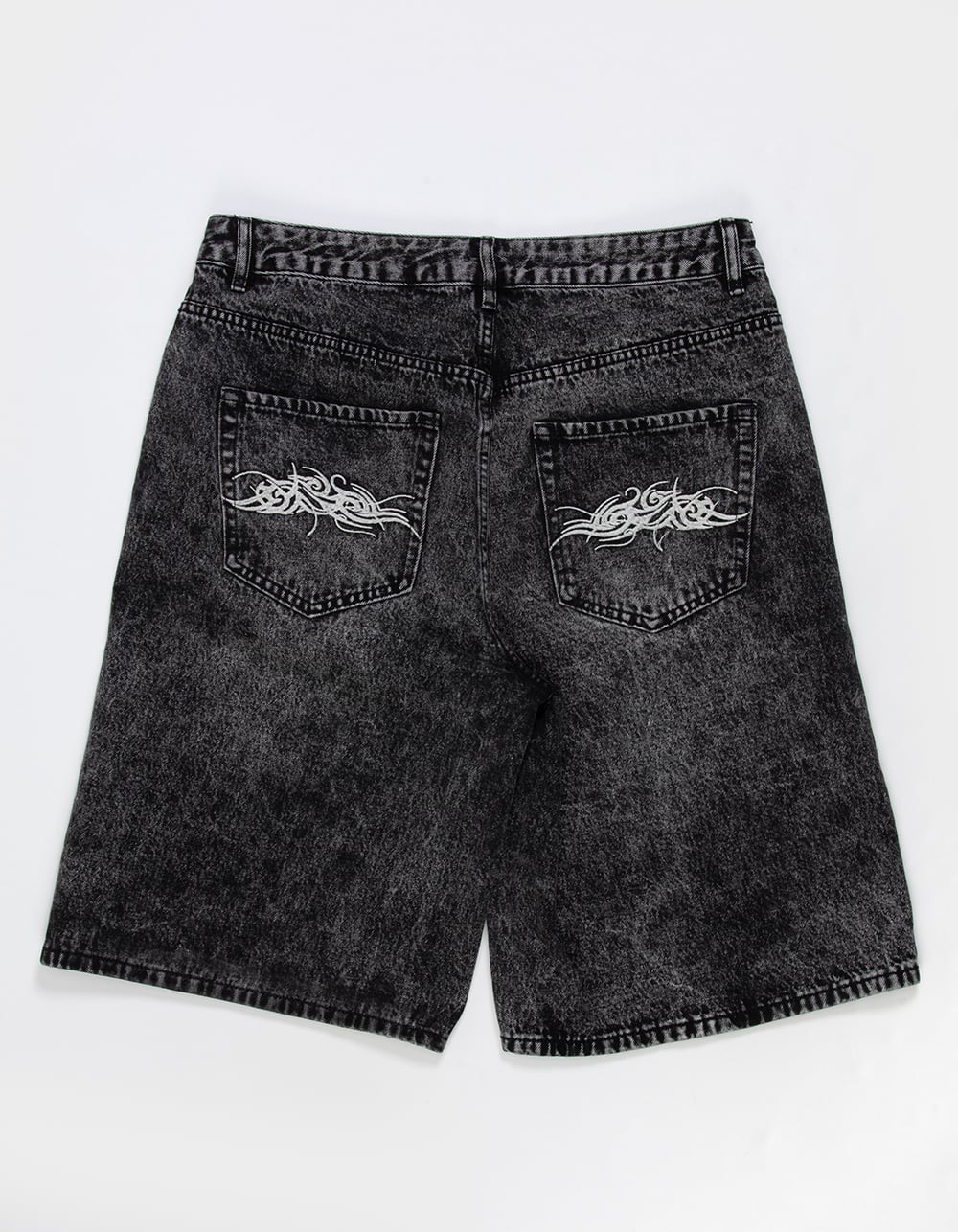 RSQ Mens Baggy Embroidered Jorts - WASHED BLACK