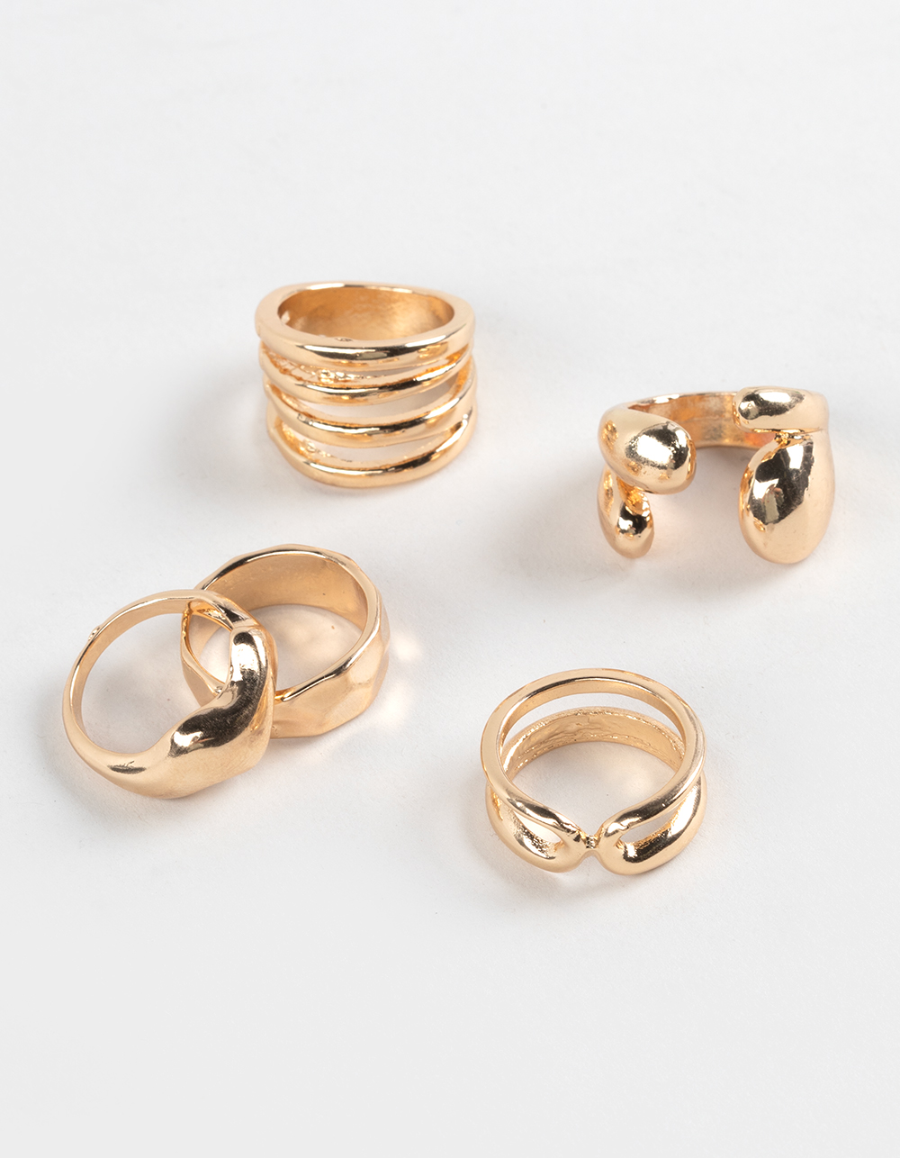 FULL TILT 5 Pack Chunky Rings - GOLD