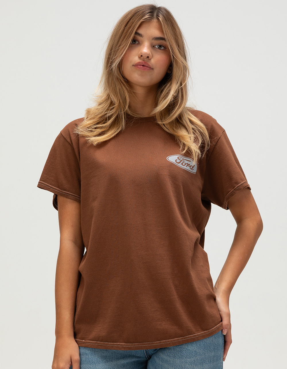 FORD Bronco Womens Boyfriend Tee - BROWN