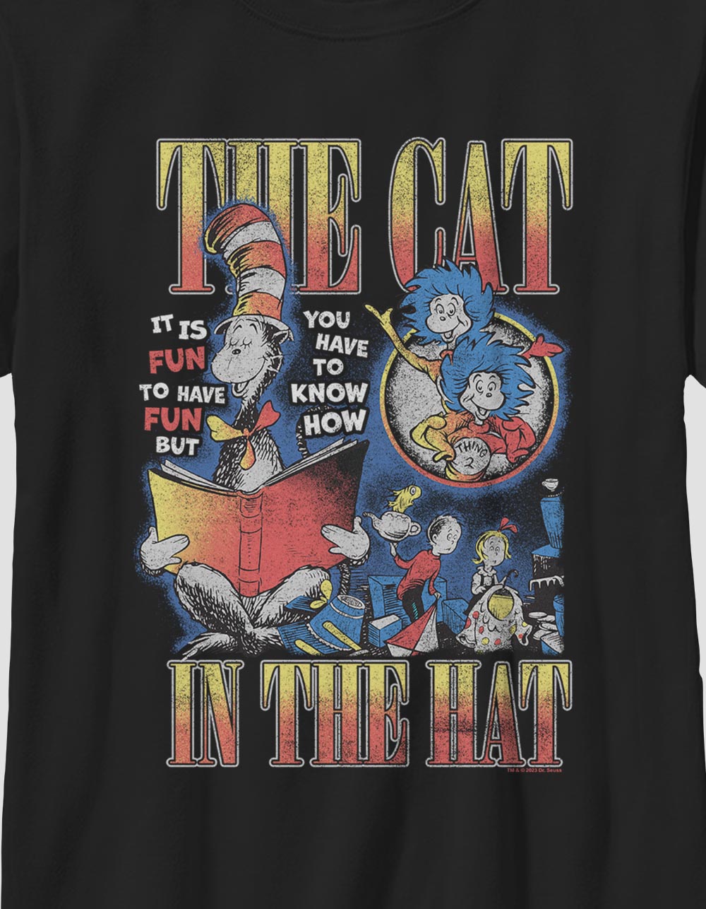 DR. SEUSS Cat The Hat Book Unisex Kids Tee - BLACK
