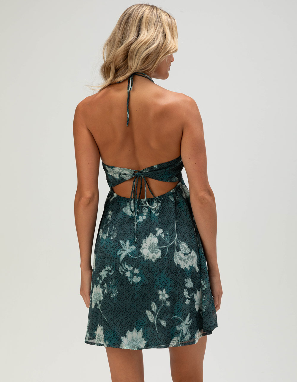PATRONS OF PEACE Mallory Womens Mini Dress - TEAL BLUE