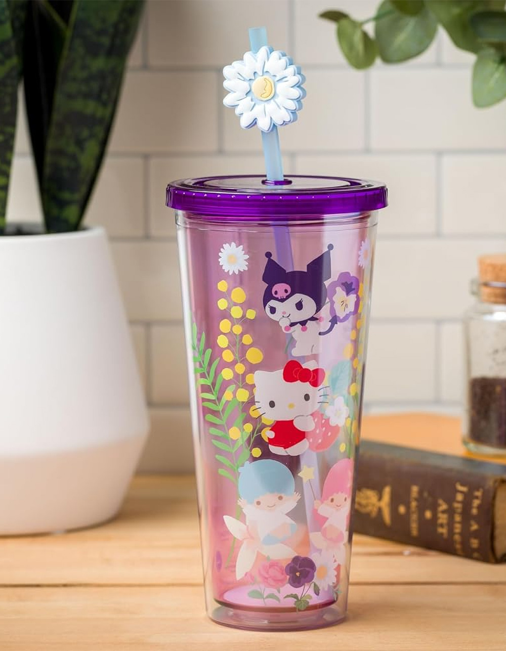 SANRIO 24 oz Hello Kitty & Friends Cold Cup with Lid and Topper Straw