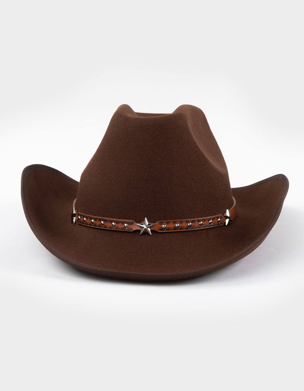 Star Band Felt Cowboy Hat - BROWN
