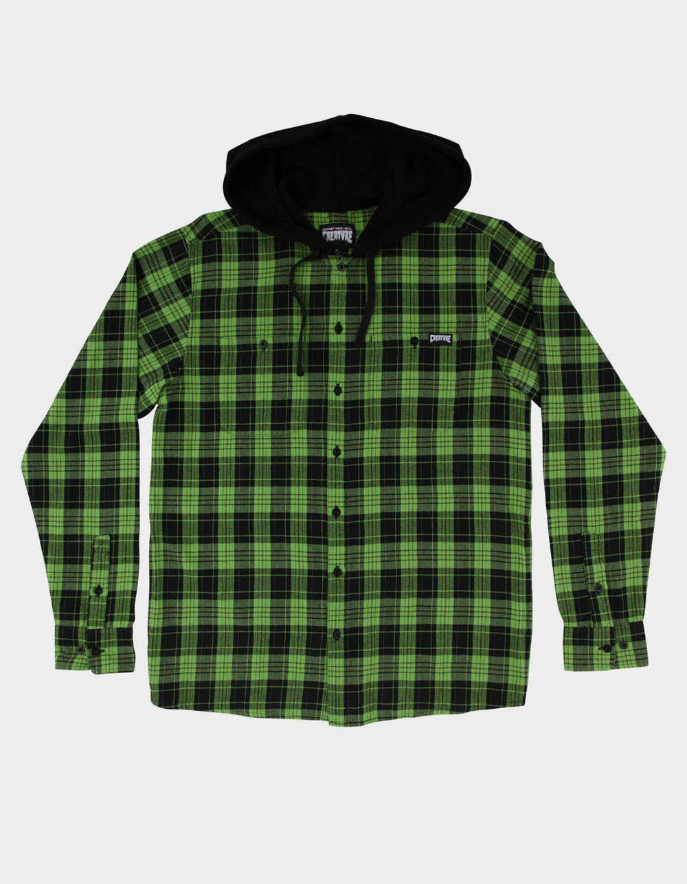 CREATURE Bat Relic Mens Hooded Flannel - GREEN COMBO