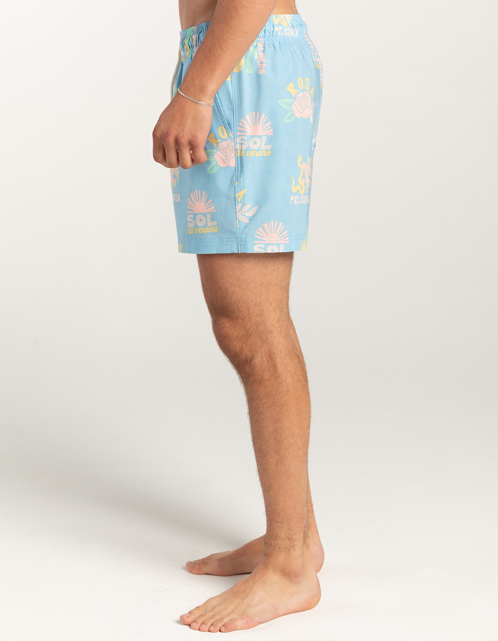 RSQ Mens Baja 5" Swim Shorts - LIGHT BLUE