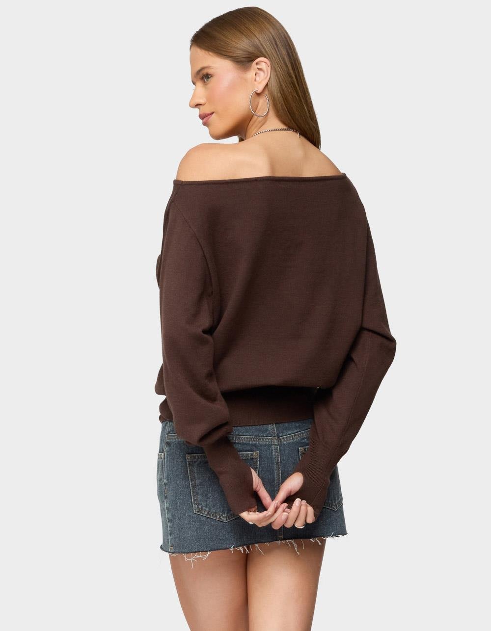 EDIKTED Off Shoulder Oversized Sweater