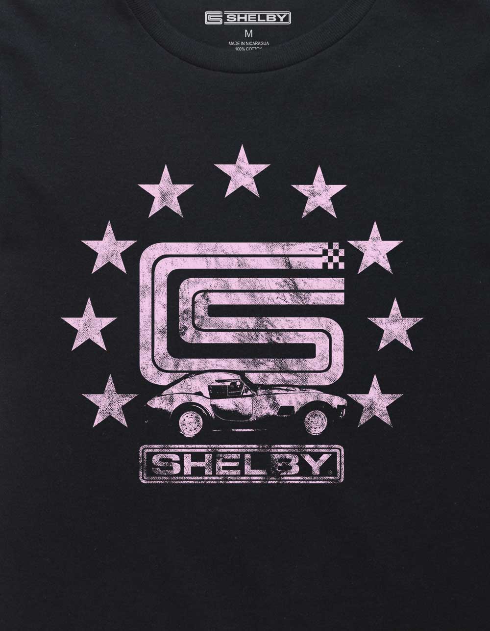 SHELBY COBRA Stars Distressed Unisex Kids Tee - BLACK