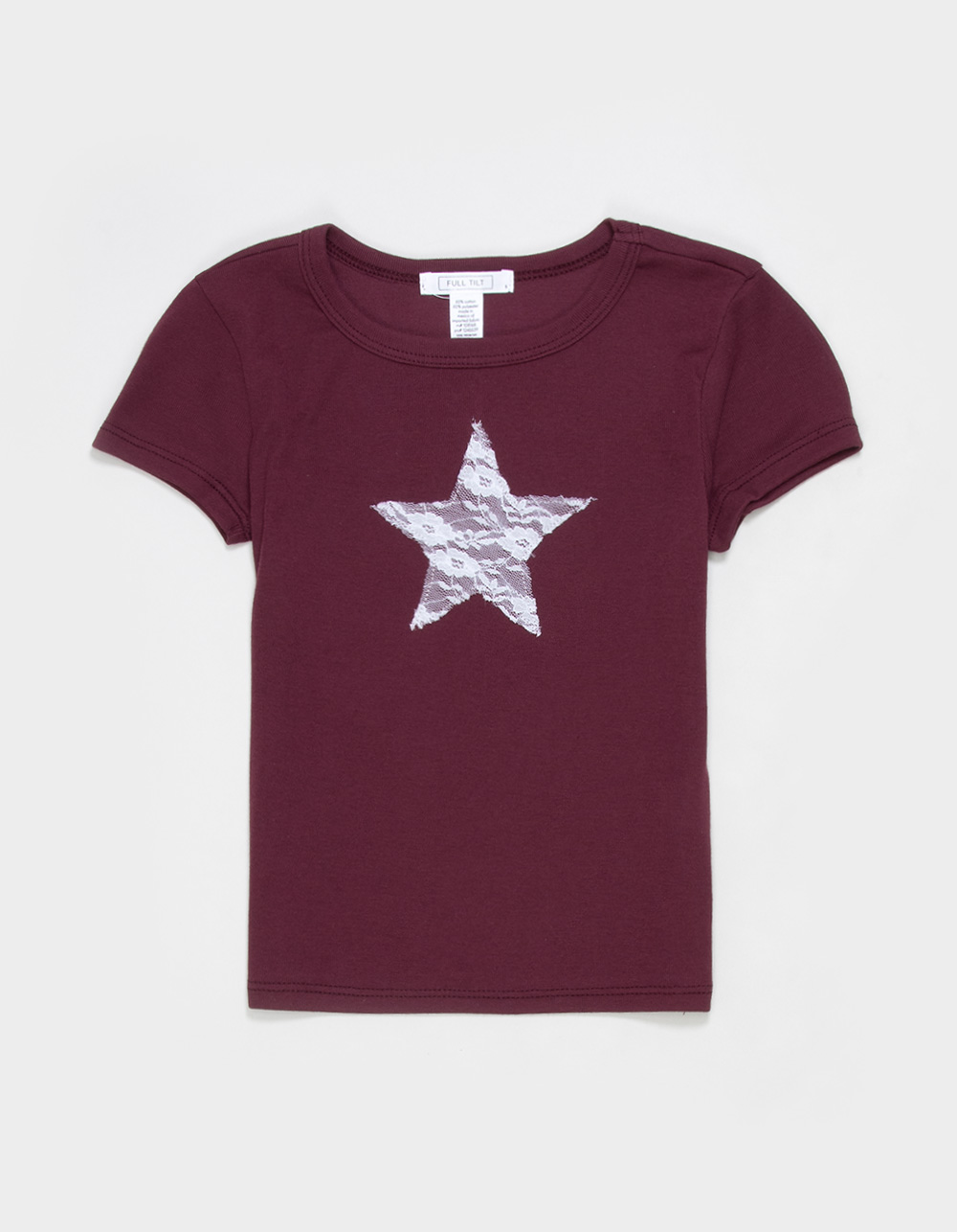 FULL TILT Lace Star Girls Tee - BURGUNDY