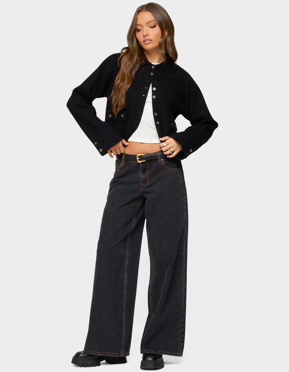 EDIKTED Lorne Knit Jacket - BLACK