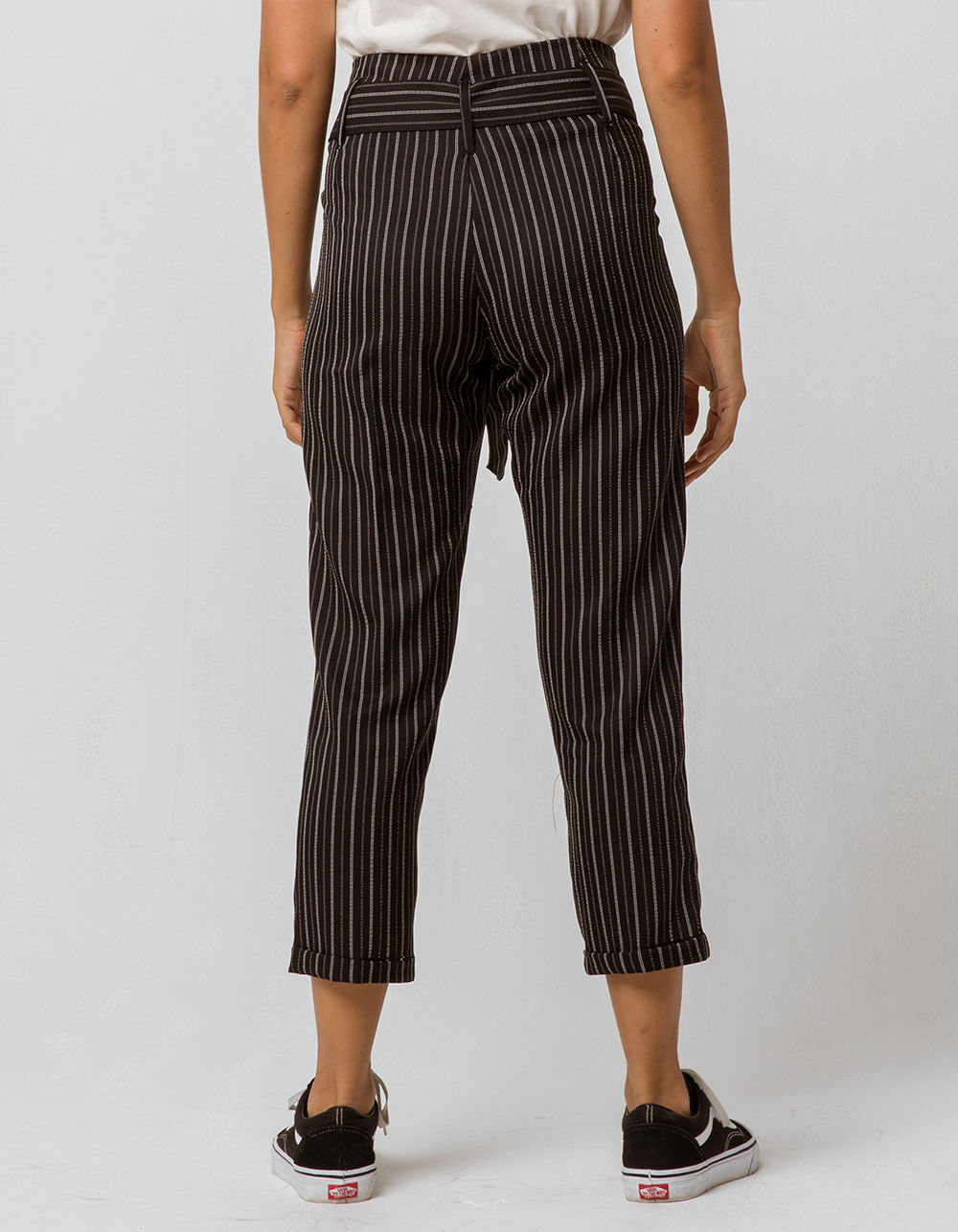 INDIGO REIN Stripe Paperbag Waist Black & White Womens Trouser Pants