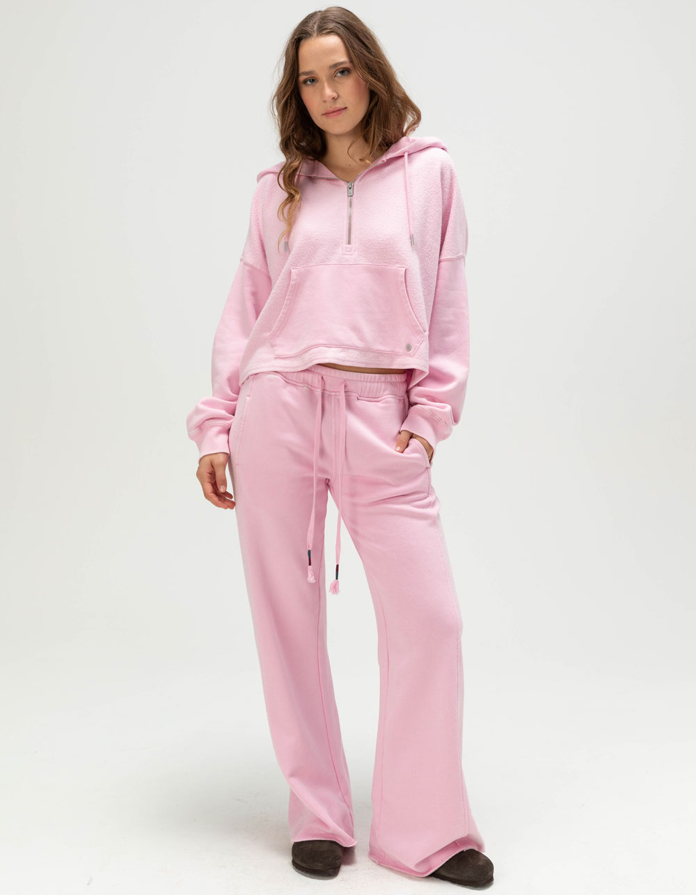 ROXY Drakes Cove Womens Half Zip Sweatshirt - LIGHT PINK