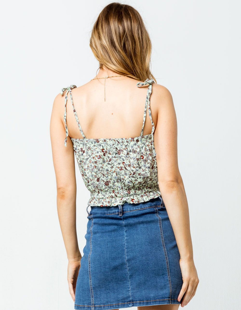 SKY AND SPARROW Paisley Floral Womens Crop Top image number 2