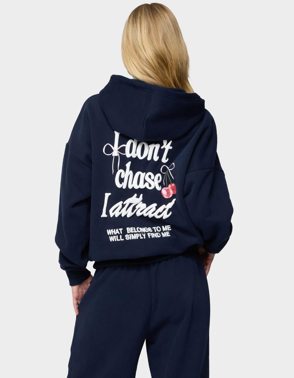 EDIKTED I Don't Chase Attract Hoodie - NAVY