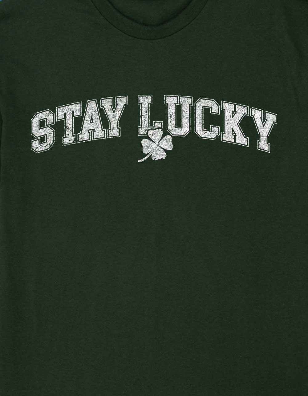 CLOVER Stay Lucky Distressed Unisex Tee - FOREST