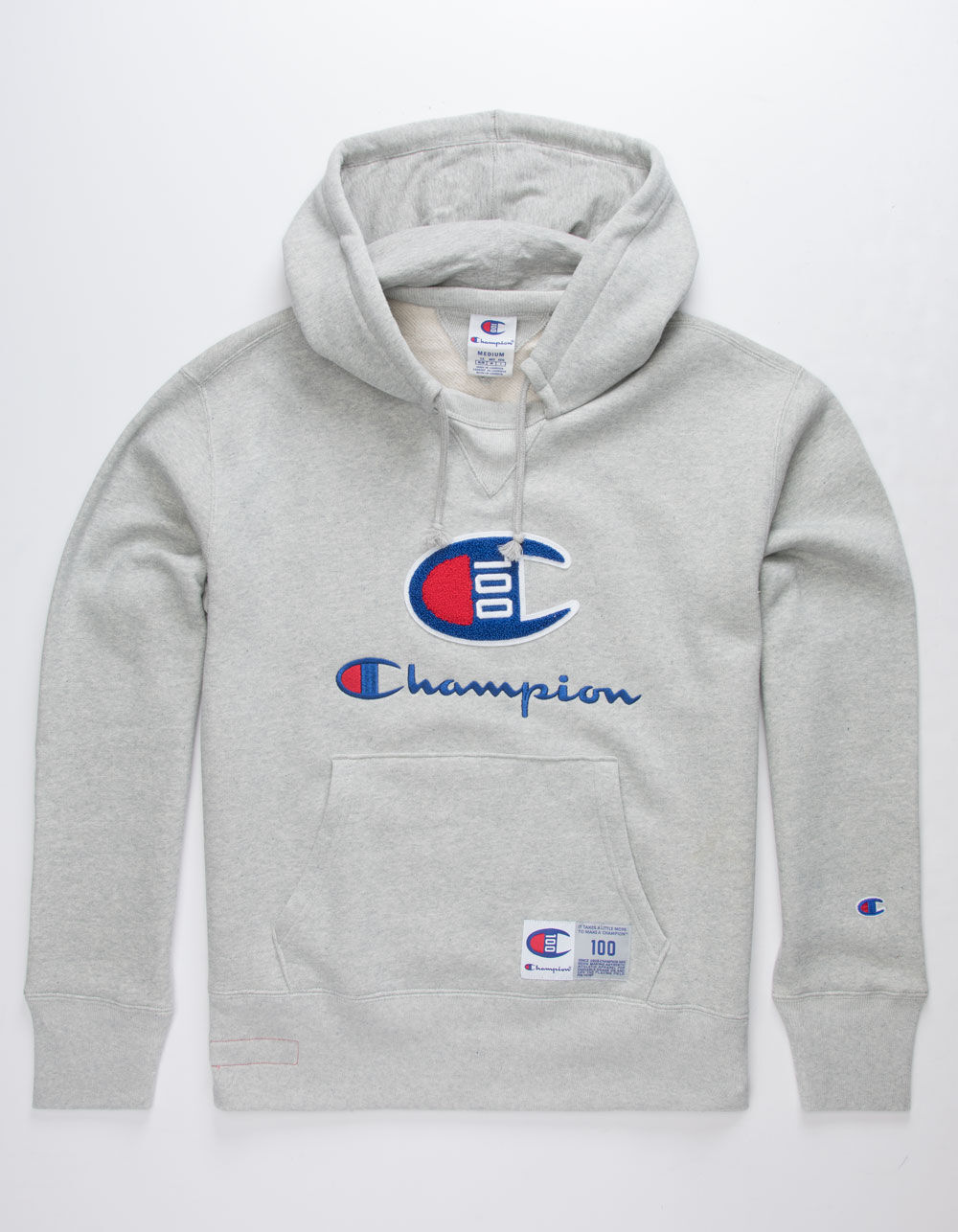 CHAMPION Century Collection C100 Chenille Logo Oxford Gray Mens Hoodie ...