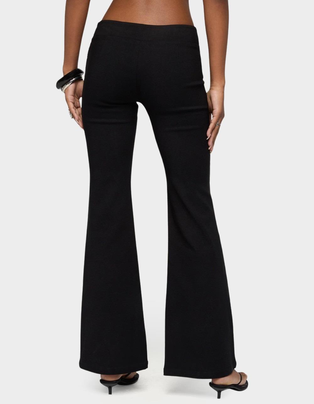 EDIKTED Alyce Crossover Flared Pants - BLACK