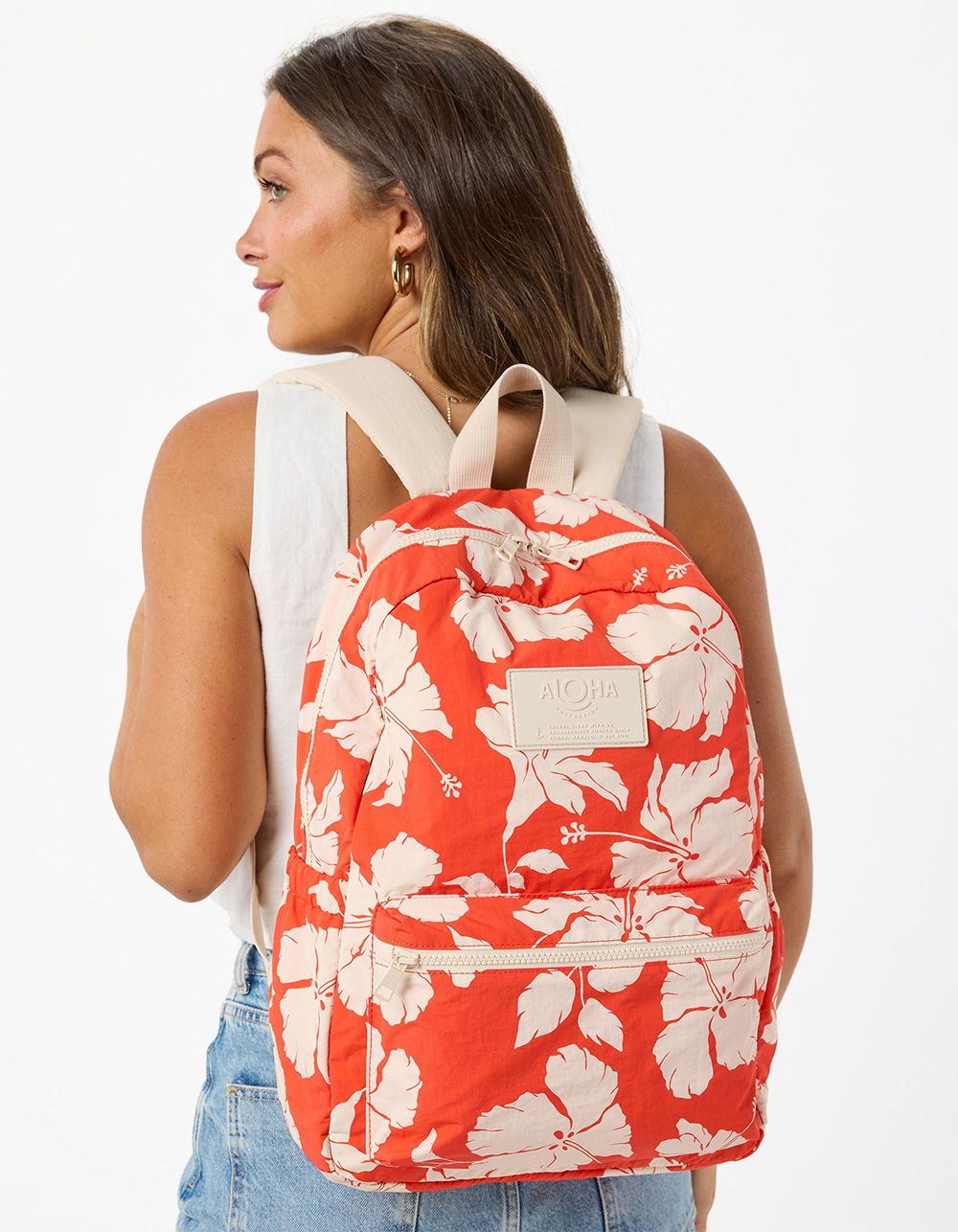 ALOHA COLLETION Keep It Light Salina Backpack - RED COMBO