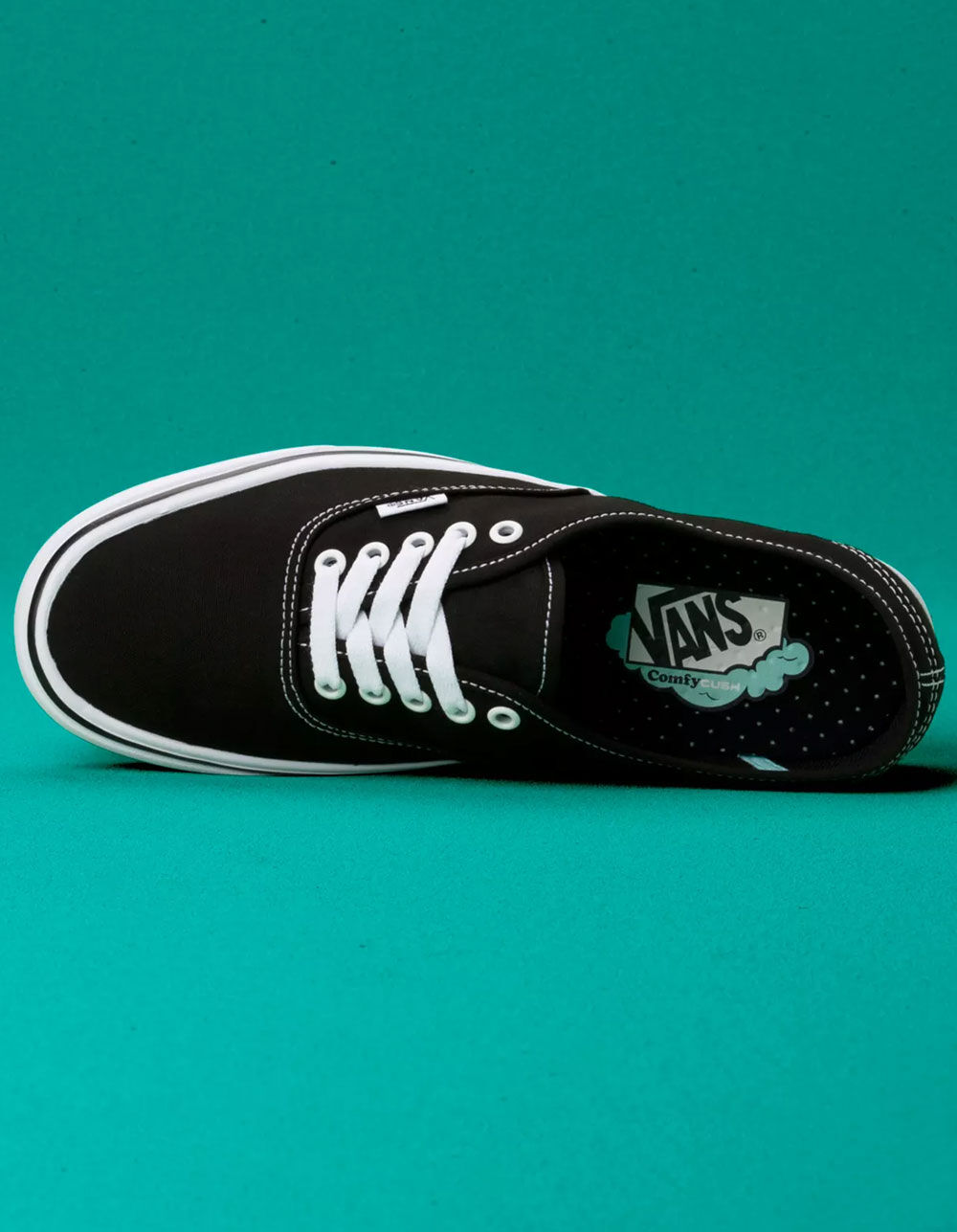 VANS Comfycush Authentic Black & White Shoes - BLACK/WHITE - M7