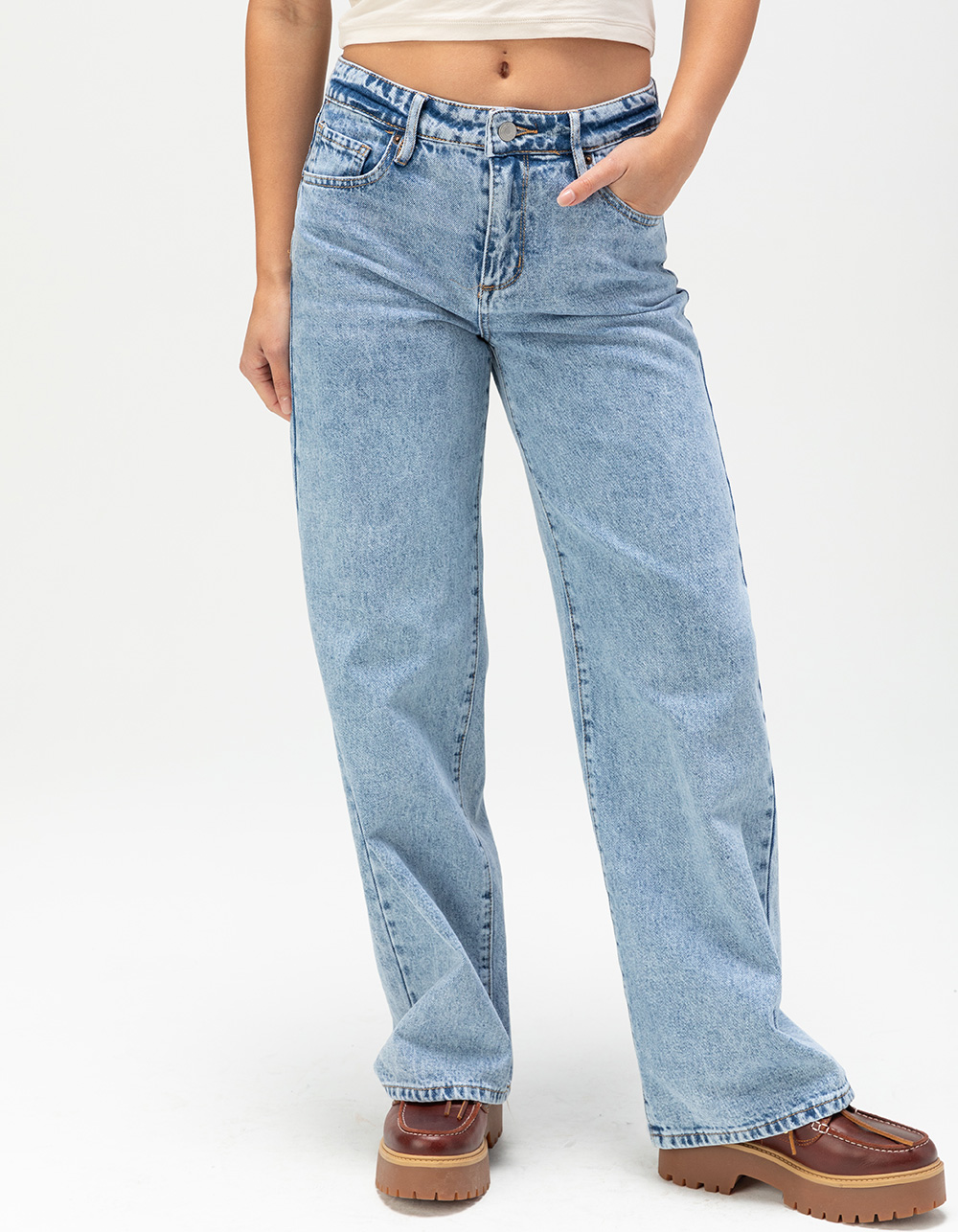 RSQ Womens High Rise Baggy Jeans - LIGHT VINTAGE