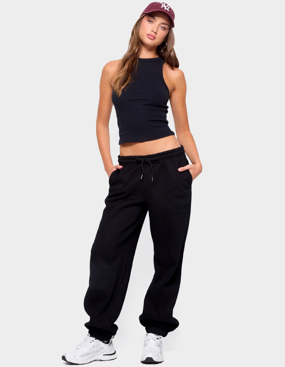 EDIKTED Filipa High Neck Ribbed Tank Top - BLACK