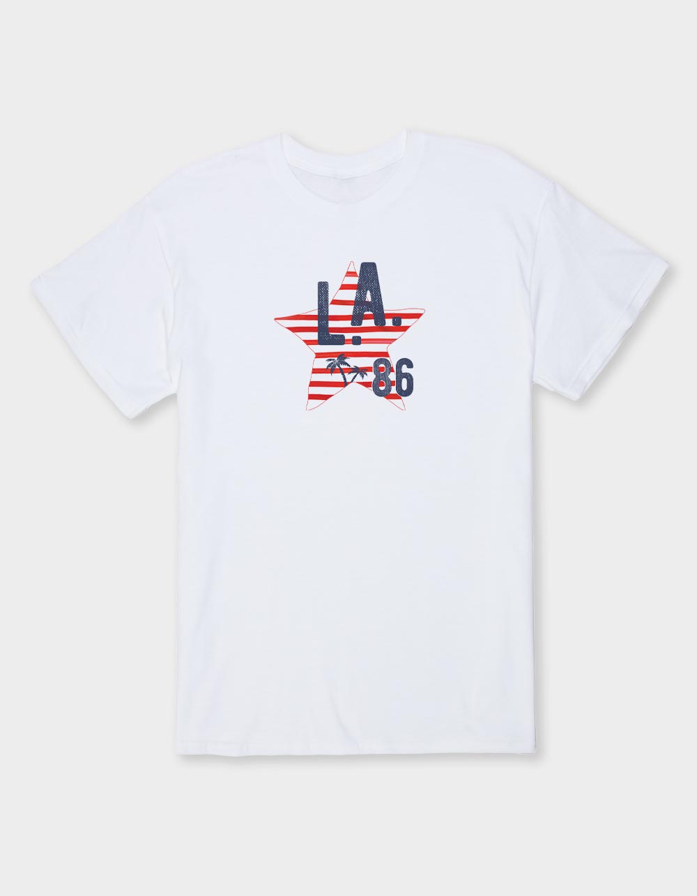LOS ANGELES Striped Star Unisex Tee - WHITE