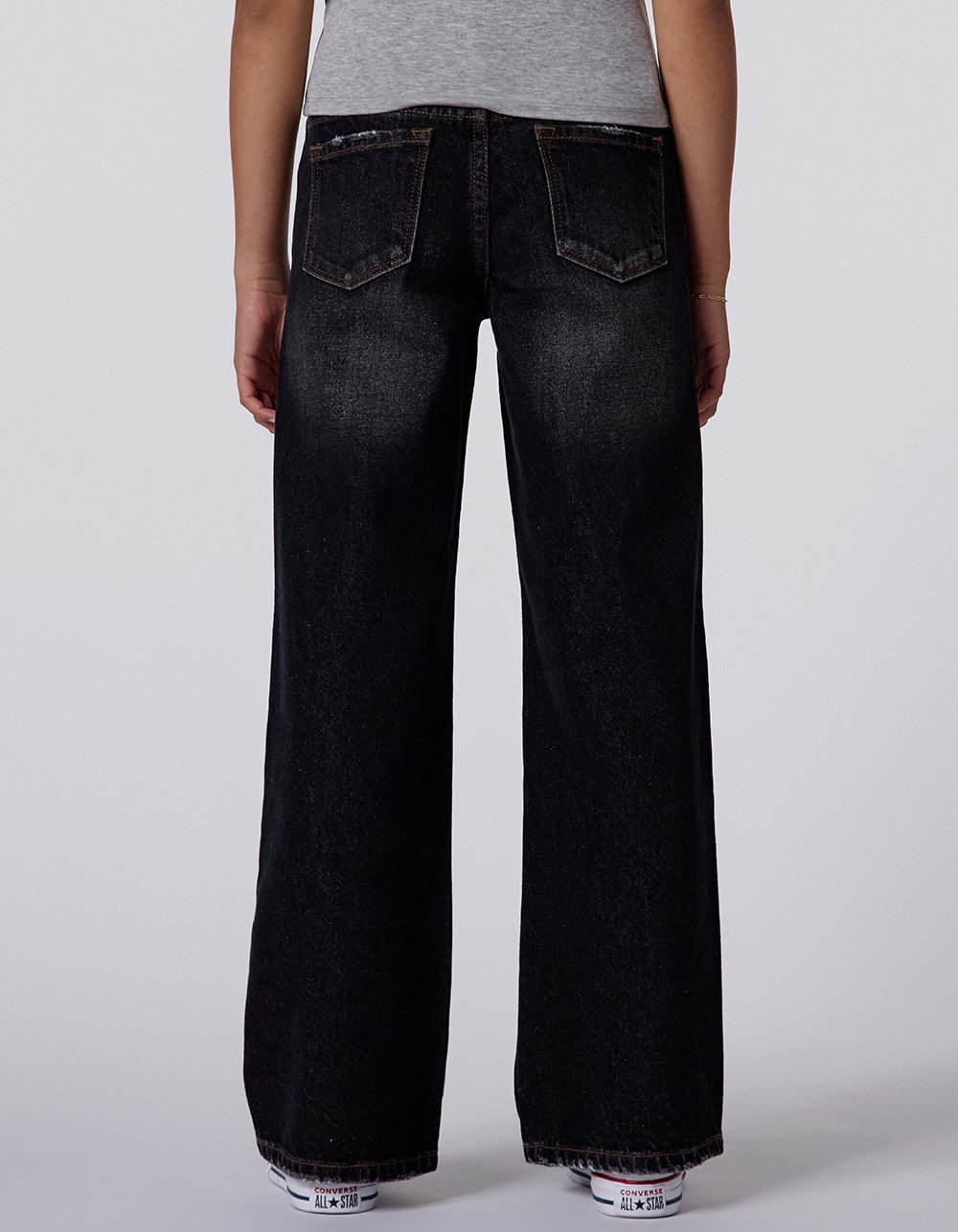 RSQ Girls Low Rise Wide Leg Jeans - WASHED BLACK