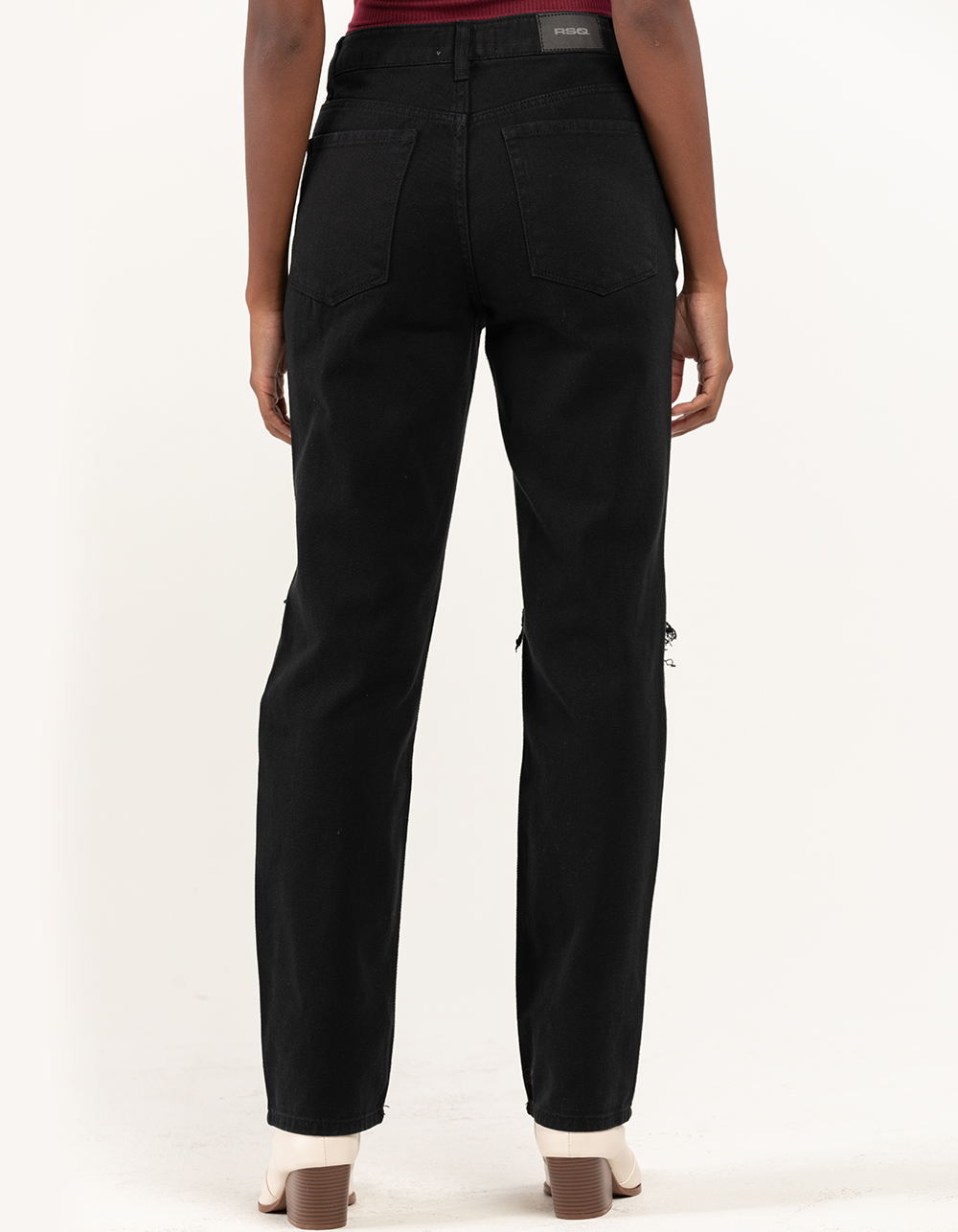 RSQ Womens High Rise Straight Leg Jeans - WASHED BLACK