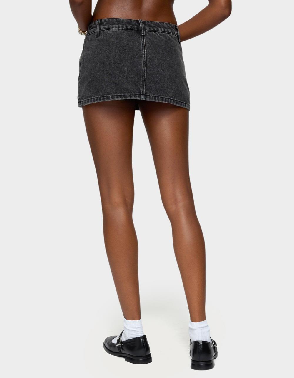 EDIKTED Camelia Denim Mini Skort - BLACK