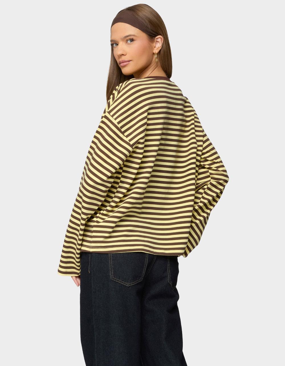 EDIKTED Jodie Oversized Striped Long Sleeve Top - YELLOW