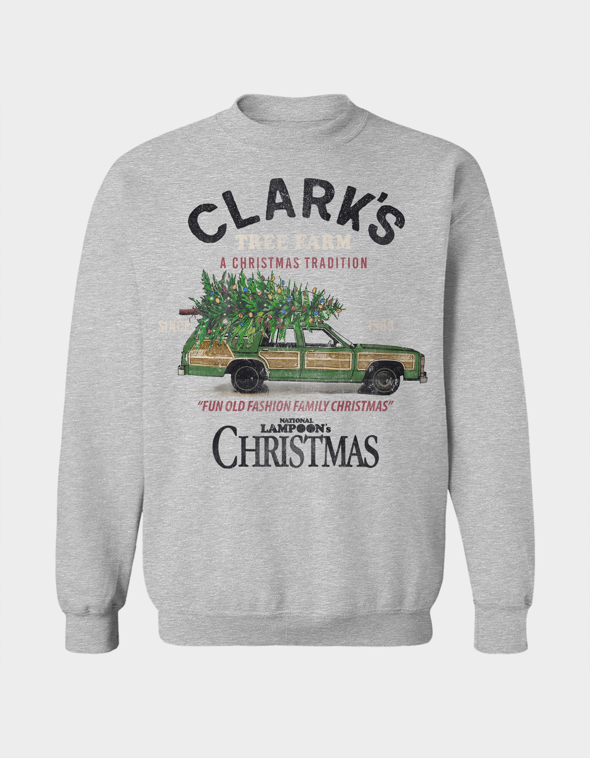 NATIONAL LAMPOON'S CHRISTMAS VACATION Clark's Tree Farm Unisex Crewneck Sweatshirt - HEATHER GRAY