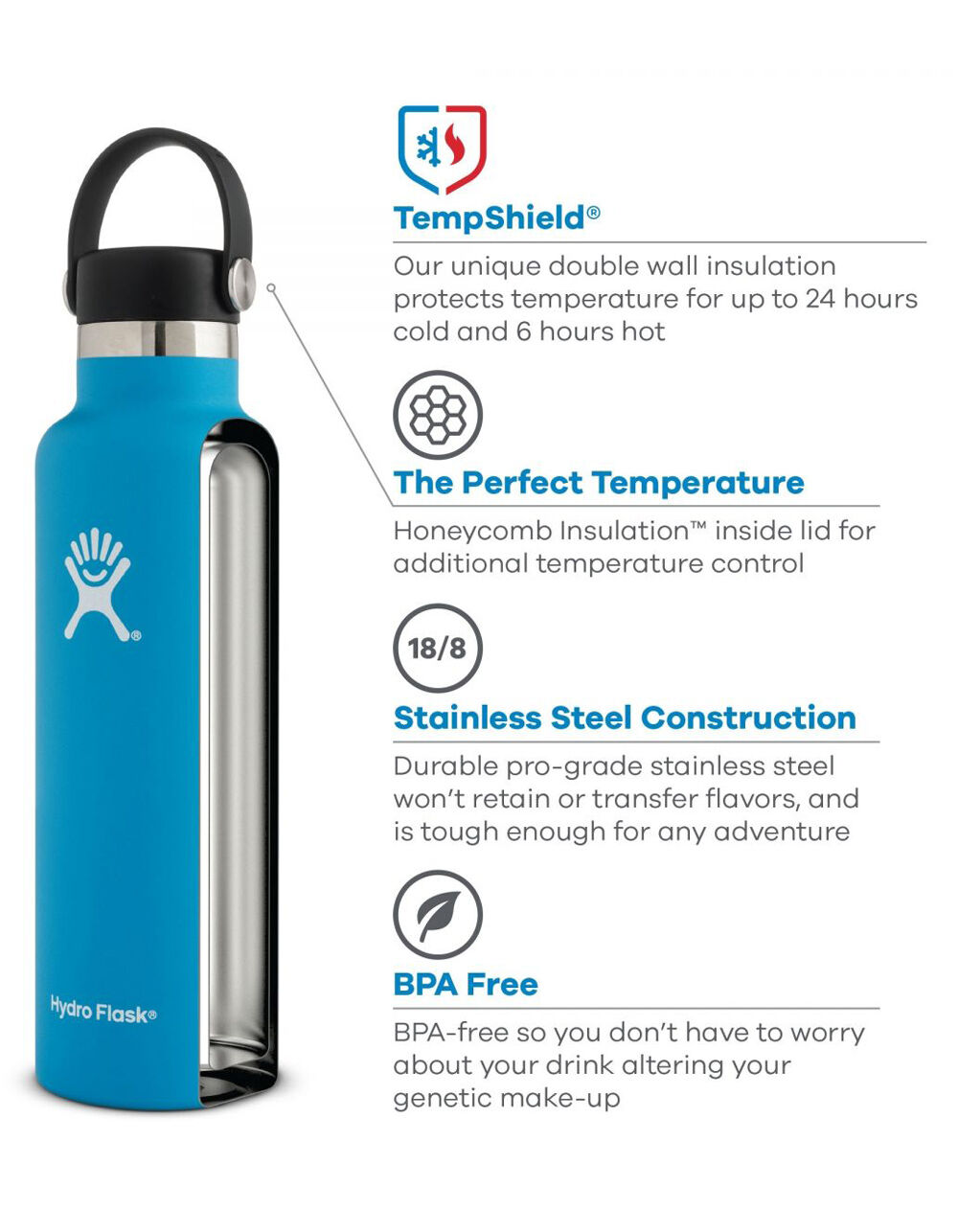 HYDRO FLASK Stone 24 oz Standard Mouth Water Bottle image number 1