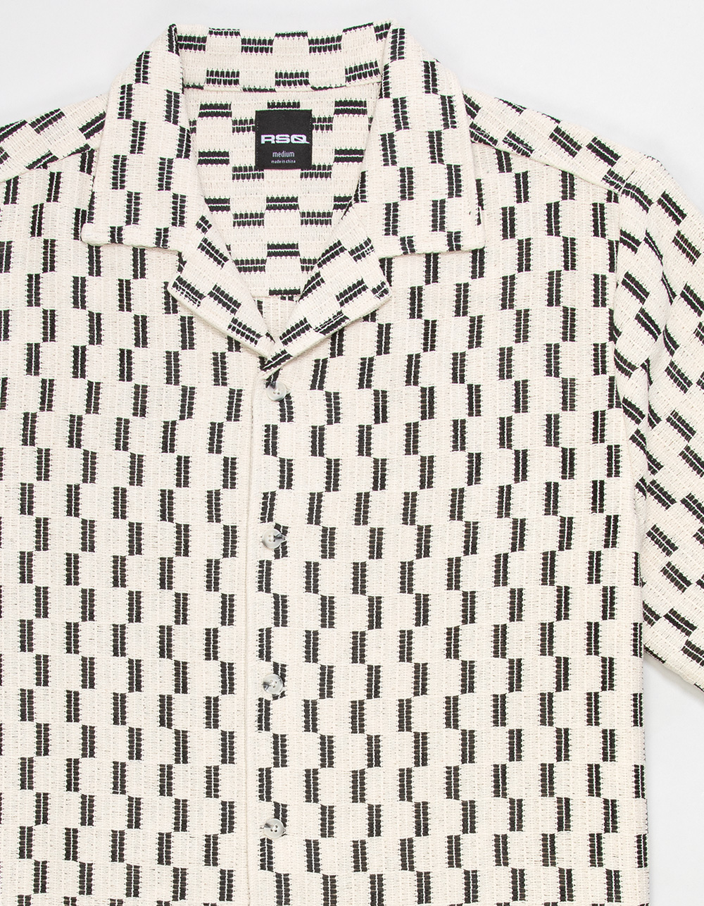 RSQ Mens Textured Button Up Shirt - BLK/WHT