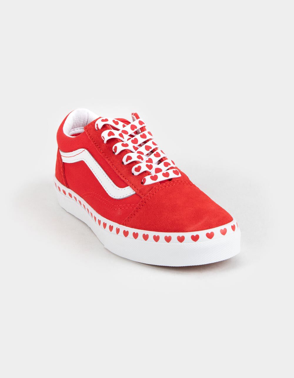 VANS Heart Foxing Skool Juniors Shoes - RED/TRUE WHITE