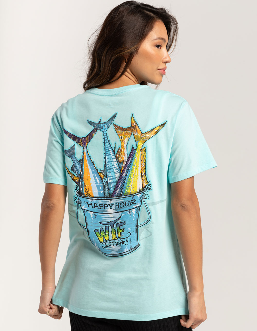 WHAT THE FIN Happy Hour Womens Tee AQUA Tillys