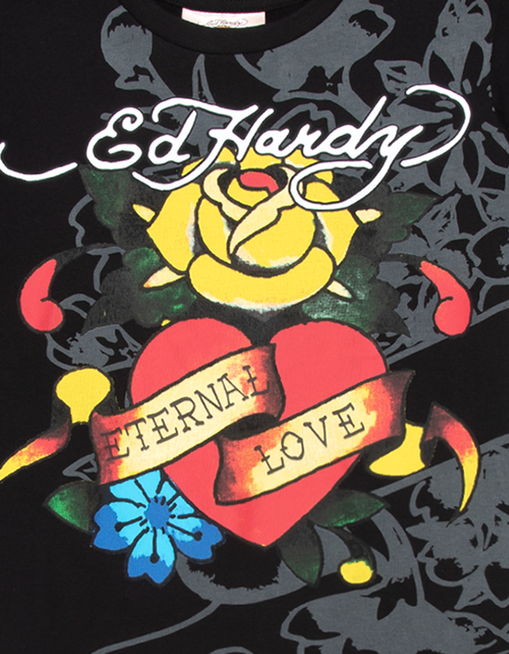 ED HARDY Eternal Love Girls Boyfriend Tee - BLACK