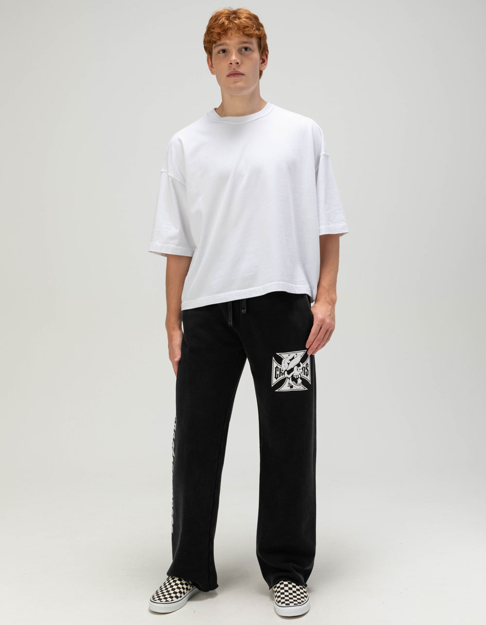 WEST COAST CHOPPERS Skeleton Moto Logo Mens Sweatpants - WASHED BLACK