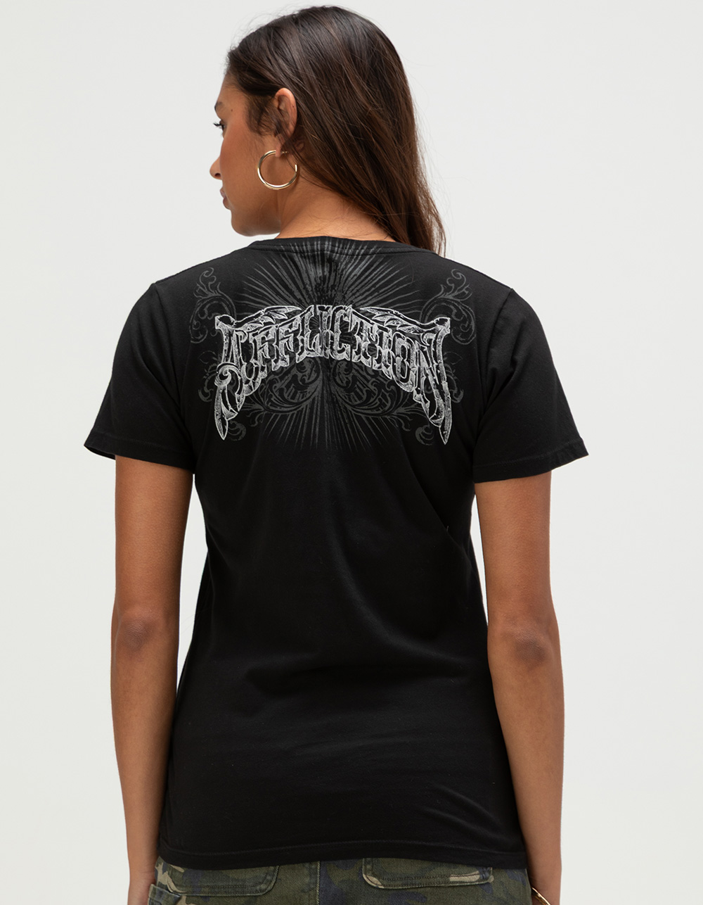 AFFLICTION Middleham Canyon Womens Lace Up Top - BLACK