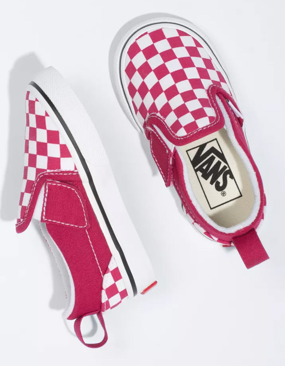VANS Toddler Checkerboard SlipOn Velcro Shoes CERISE/TRUE WHITE Tillys