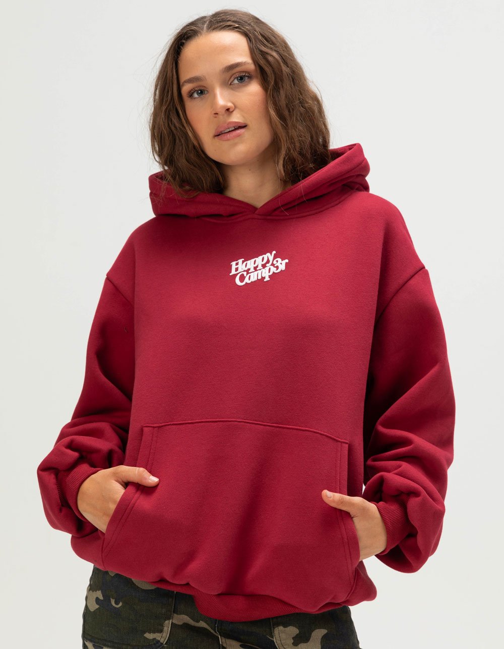 HAPPY CAMP3R Puff Series Womens Hoodie - CHERRY