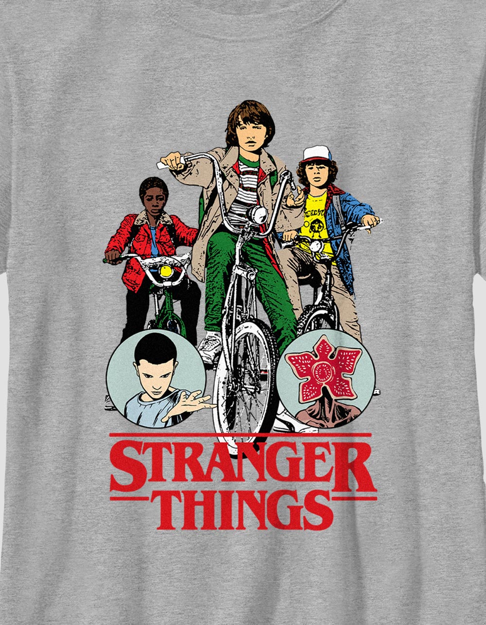 STRANGER THINGS Bike Boys Unisex Kids Tee - HEATHER GRAY