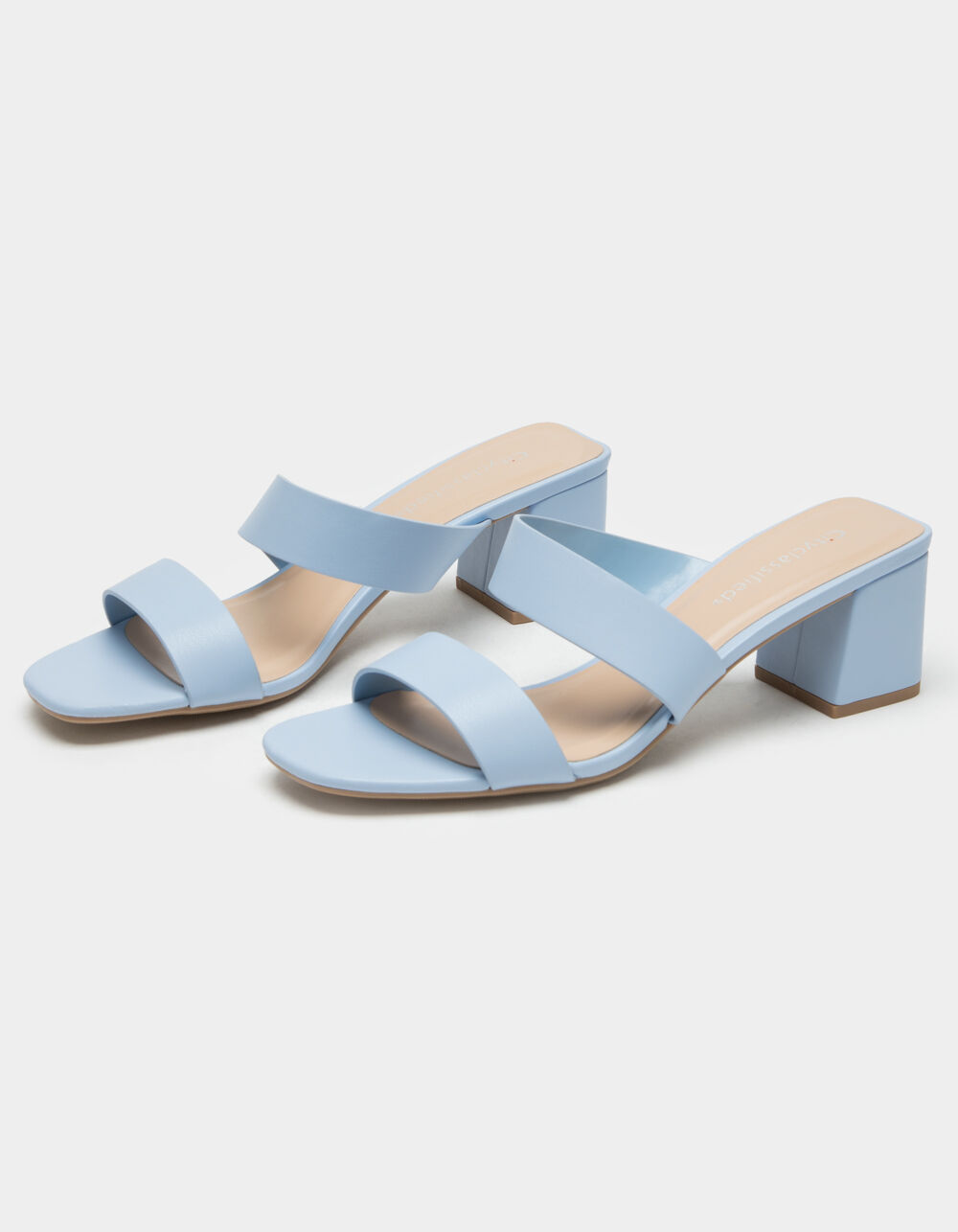 CITY CLASSIFIED Asymmetrical Womens Blue Block Heel Mules - BLUE | Tillys