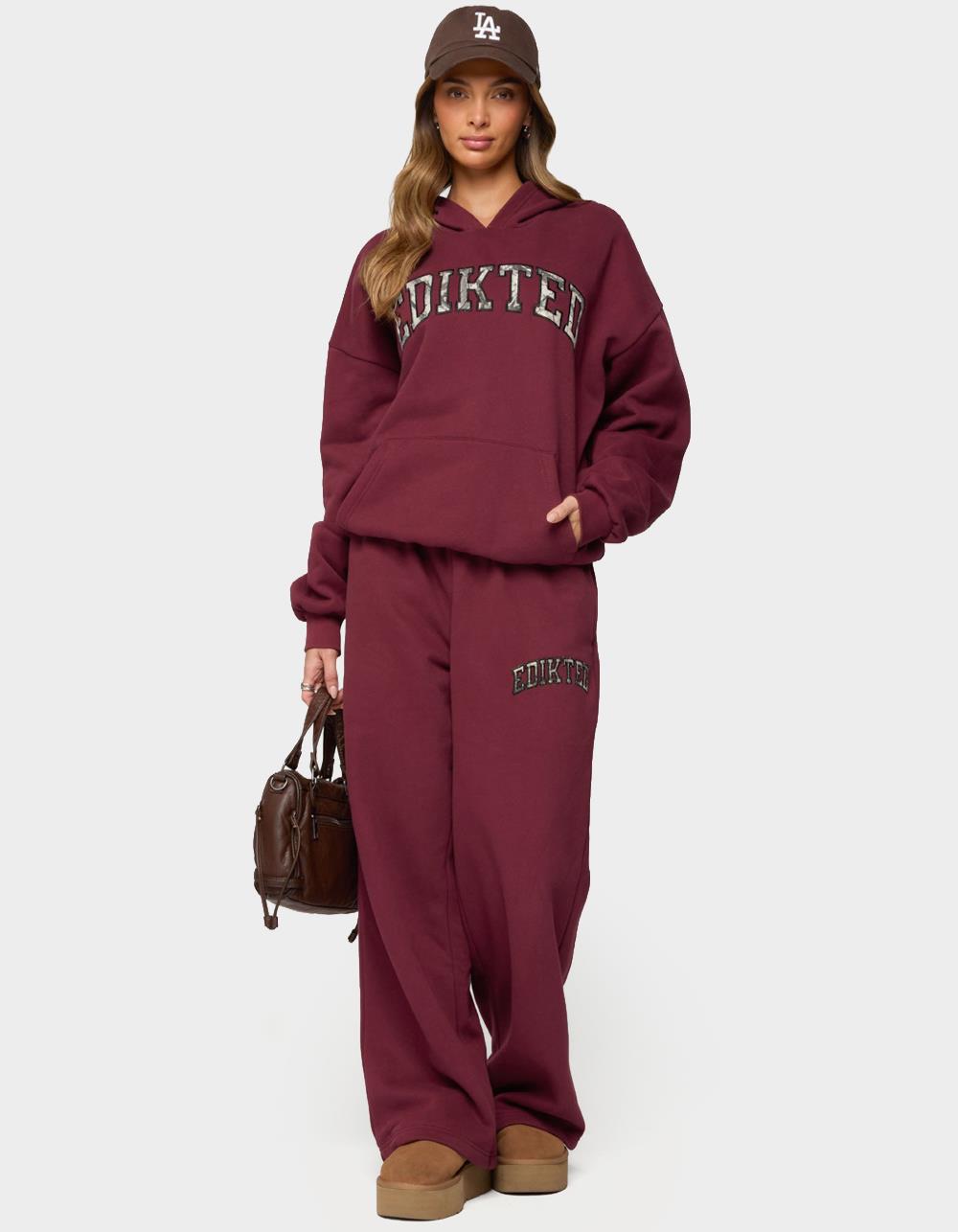 Edikted Camo Crush Sweatpants - DK RED