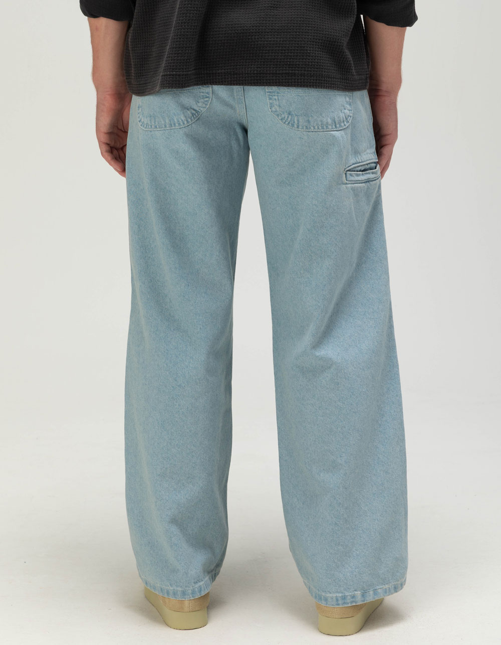 DICKIES Double Knee Mens Loose Straight Work Jeans - LIGHT WASH