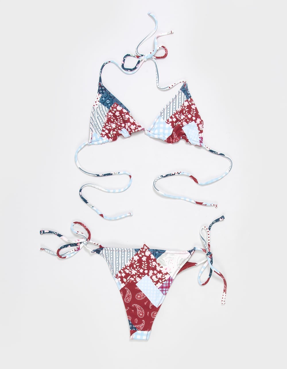 FULL TILT Textured Reversible Tie Side Cheeky Bikini Bottoms - MULTI