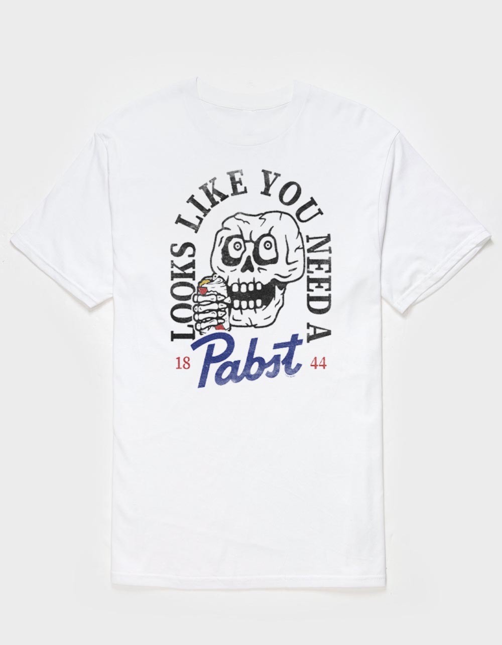 Pabst BLUE RIBBON Looks Like Skull Unisex Tee - WHITE