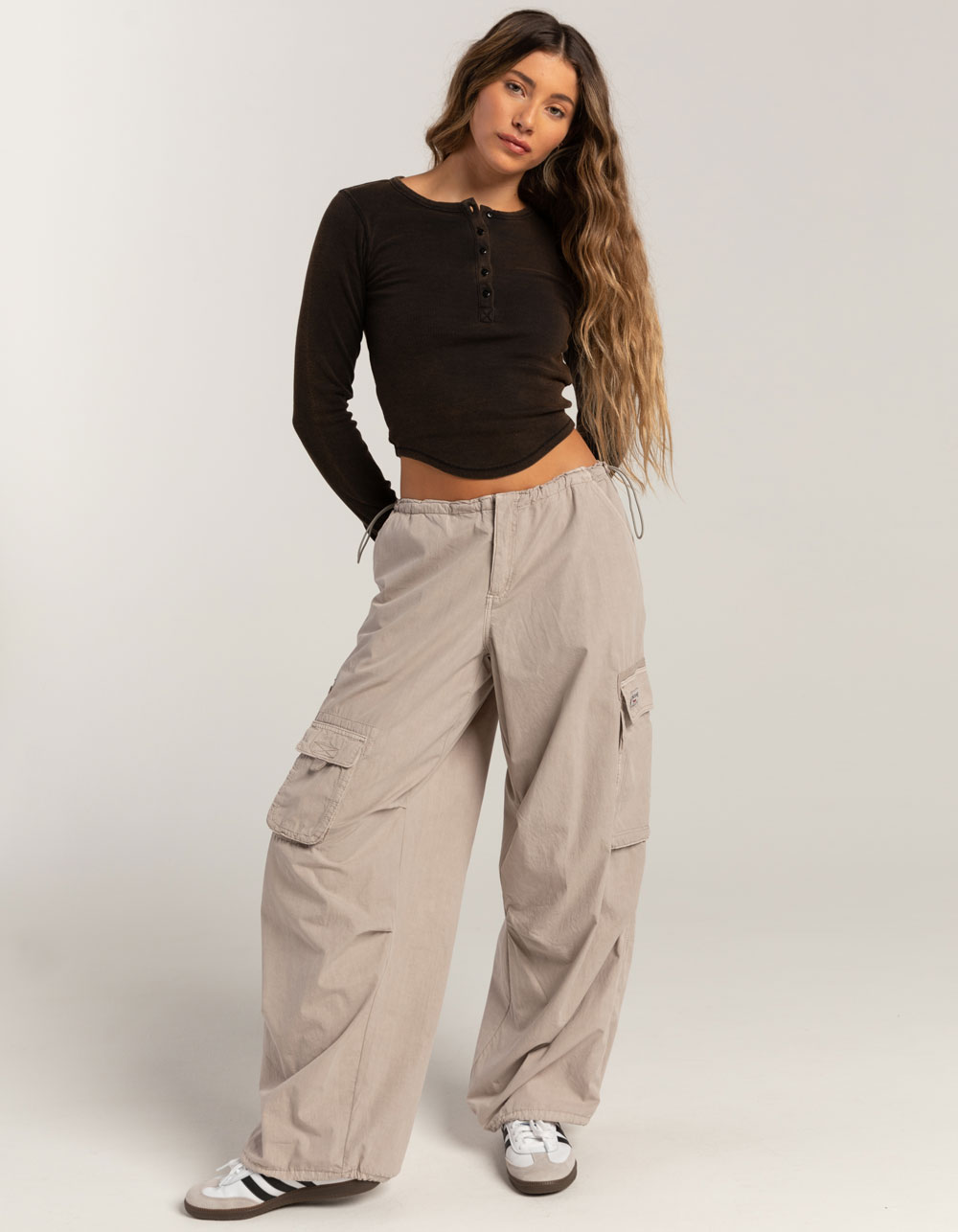 BDG Urban Outfitters Womens Button Up Henley BLACK Tillys