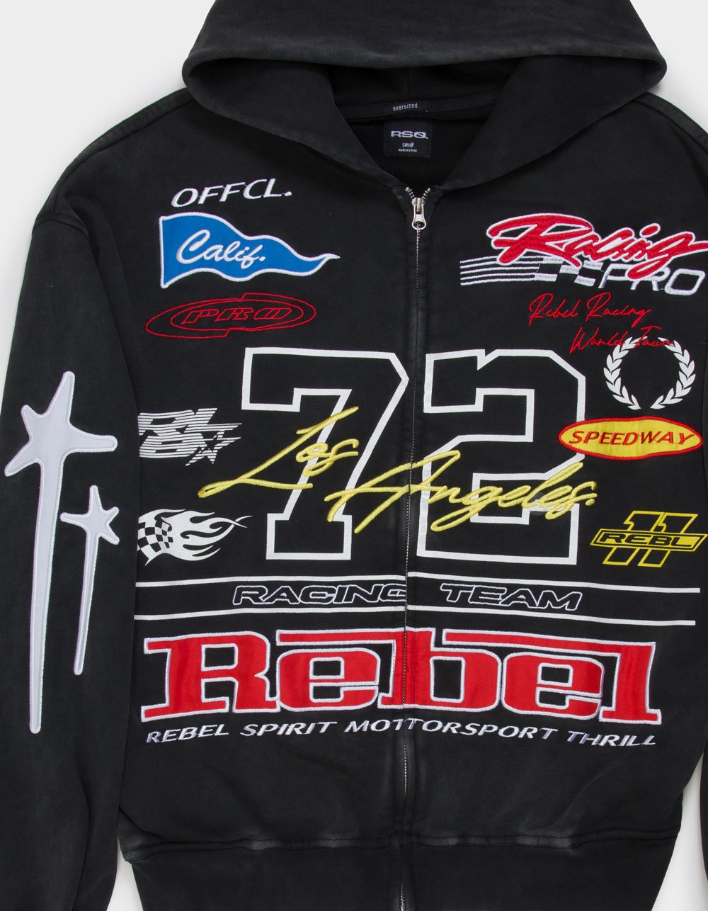 RSQ Mens Moto Oversized Zip-Up Hoodie - MULTI