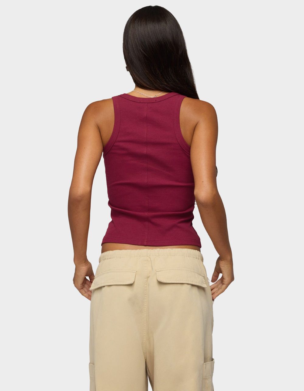 EDIKTED 80 Stripey Ribbed Tank Top - DK RED