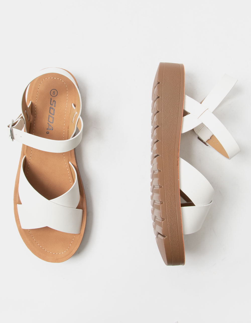 SODA Ankle Strap Womens Mini Flatform Sandals - WHITE | Tillys