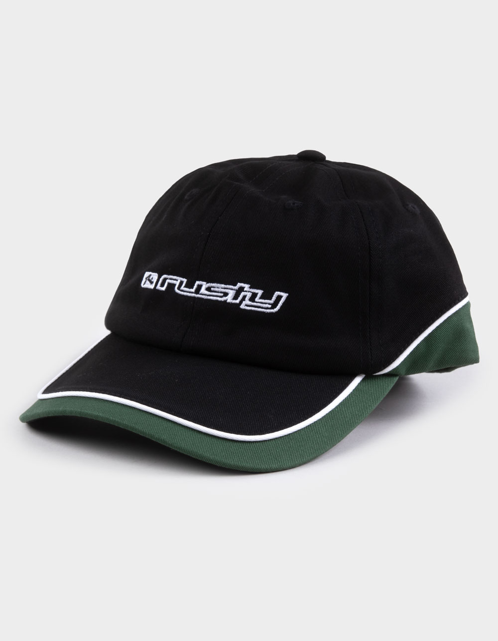 RUSTY Double Dip Dad Cap Strapback Hat - BLACK COMBO